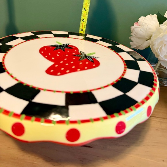 Reversible Cake Stand & Chip-and-Dip Tray | Strawberry MacKenzie-Childs Inspo - Picture 9 of 9